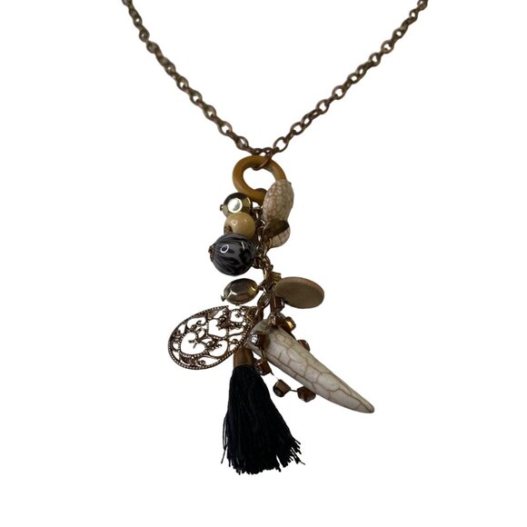 Jewelry - Vintage Boho Charm Necklace Beads Tassel Pendant Adjustable Length Retro u Fashi